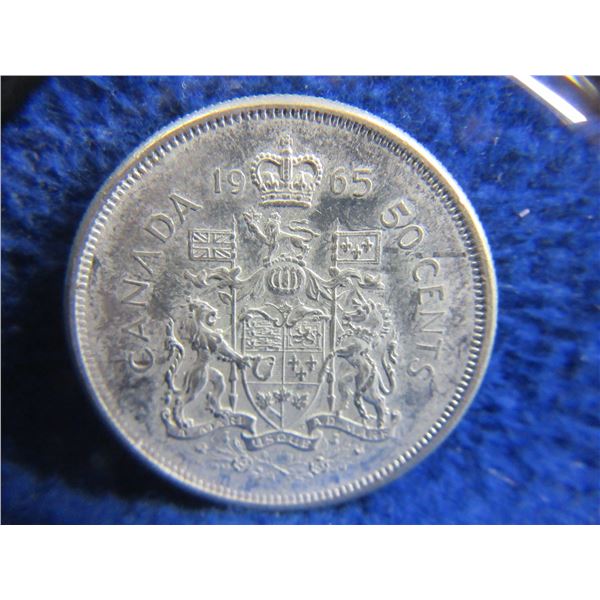 1965 Canadian 50 Cent Coin - .800 Silver