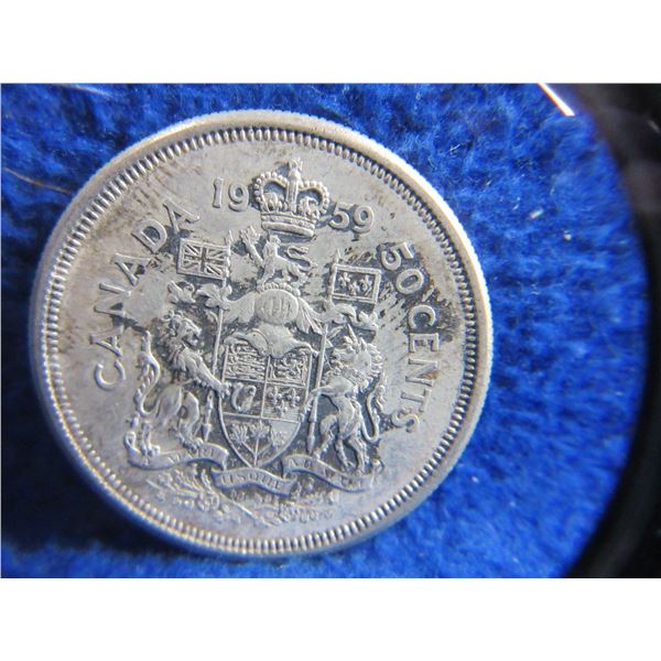 1959 Canadian 50 Cent Coin - .800 Silver