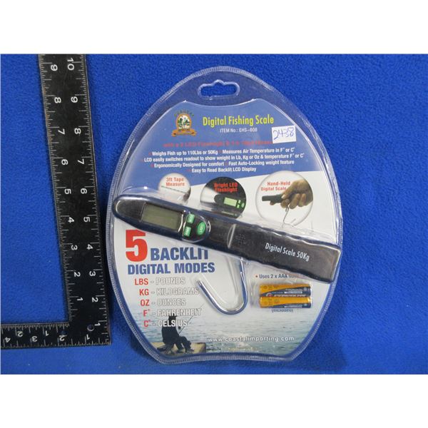 NEW - Coastal Importing Digital Fishing Scale w/ Flashlight & Tape Measure