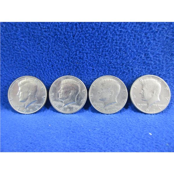 4 - USA Half Dollar Coins "Kennedy Half Dollar" - 1971 x 2, 1976, 1989