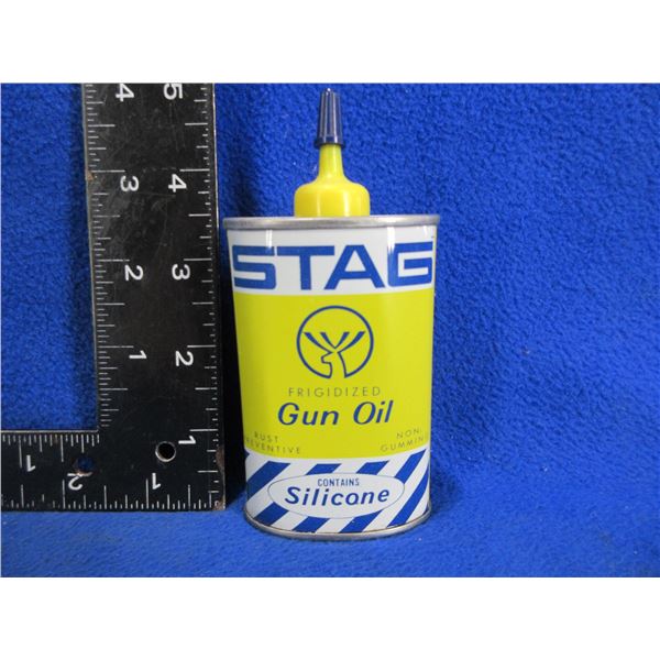 Vintage Stag Frigidized Gun Oil Collector Tin 3 oz  - Approx. 1/4 Full