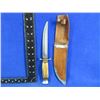 Image 1 : Vintage Solingen Fixed Blade Knife w/ Leather Sheath & Stag Handle