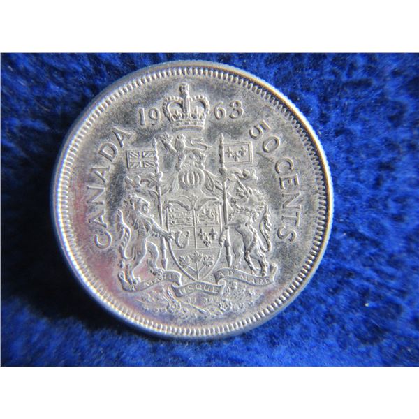 1963 Canadian 50 Cent Coin - .800 Silver