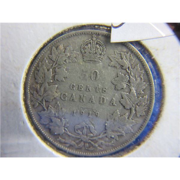 1919 Canadian 50 Cent Coin "George V" - .925 Silver