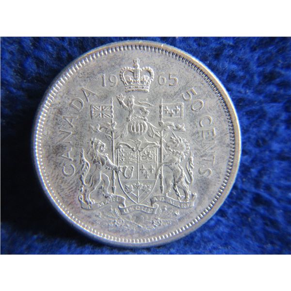 1965 Canadian 50 Cent Coin - .800 Silver