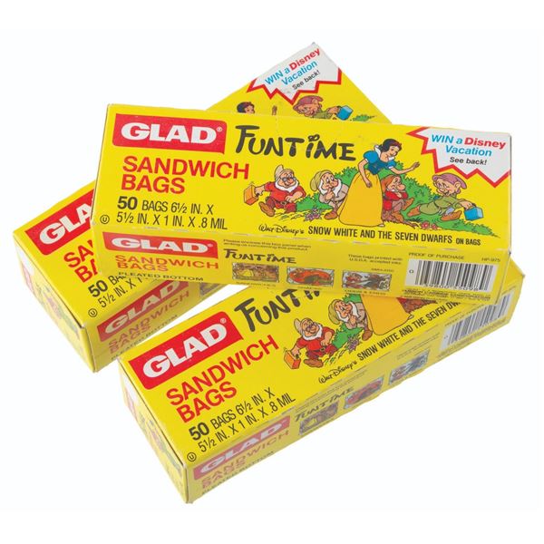 Three "Snow White and the Seven Dwarfs" Sandwich Bags.