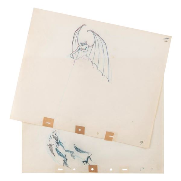 A Pair of "Fantasia" Night on Bald Mountain Production Drawings.