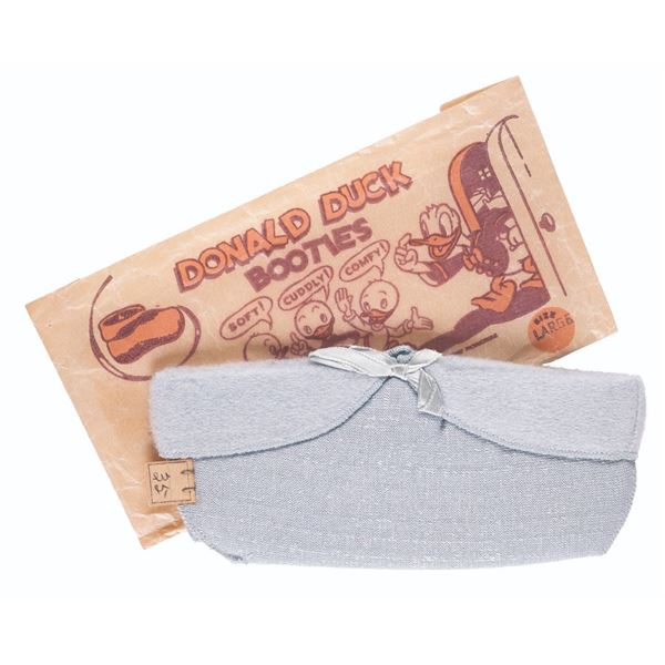 A Pair of 1940s Donald Duck Booties with Package.