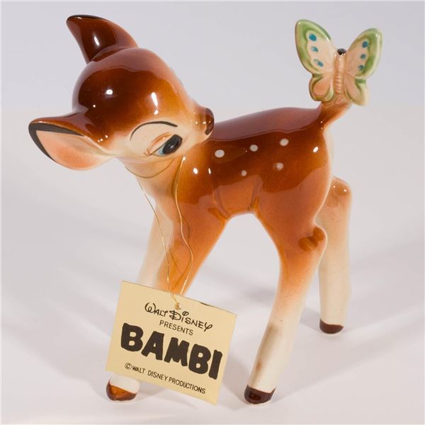 A 1960s Bambi with Butterfly Ceramic Figurine.