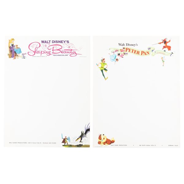 Disney Studio "Peter Pan" and "Sleeping Beauty" Stationery.