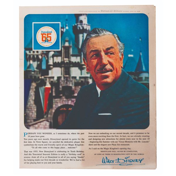 A Disneyland Tencennial Newspaper Supplement.
