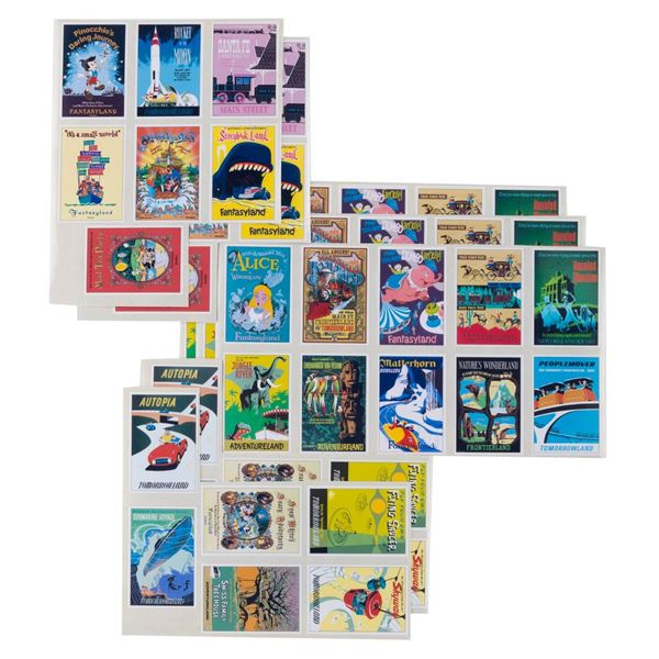 A Large Collection of Disneyland Attraction Poster Stickers.
