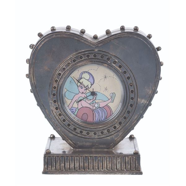 A Silver Heart-Shaped Tinker Bell Clock.
