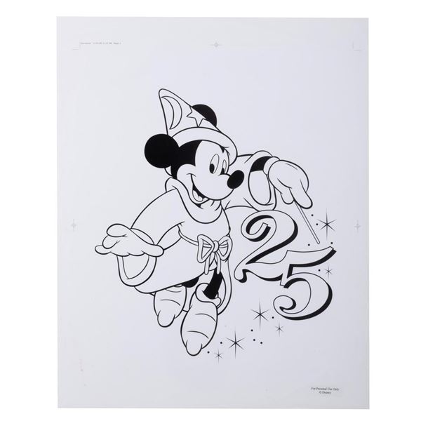 A Walt Disney World Sorcerer Mickey 25th Anniversary Printing Stat.