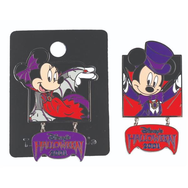 A Pair of Mickey and Minnie Tokyo Disneyland Halloween Pins.