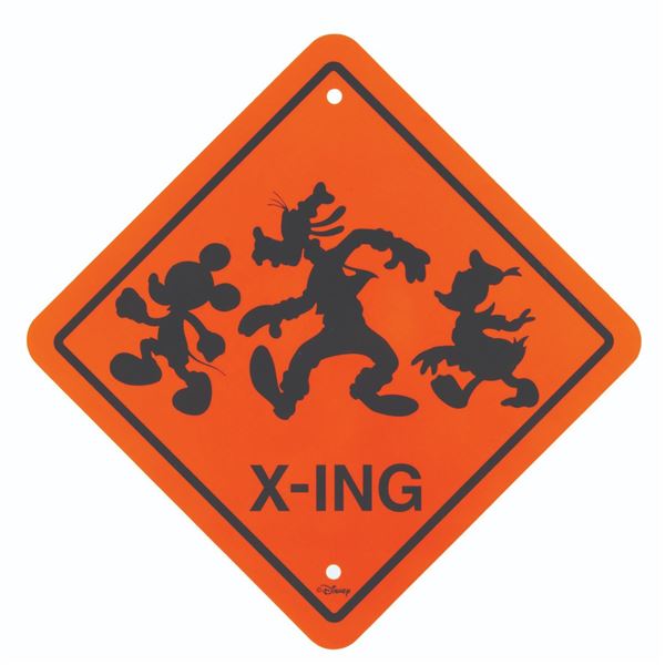 A Mickey and Friends X-ING Sign.