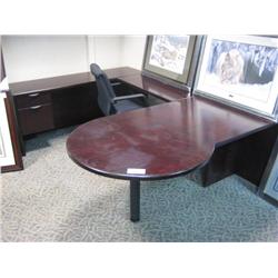 Mahogany U-Shaped Executive Desk