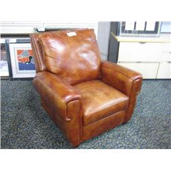 Overstuffed Chestnut Brown Leather