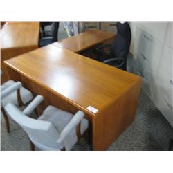 Cherry L-Shaped Executive Desk