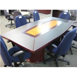 Leather Inlay Boardroom Table With Matching