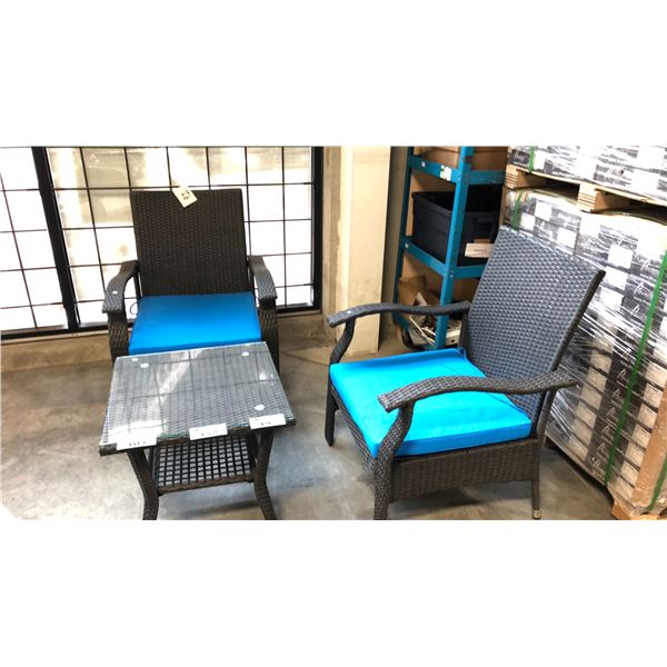BLACK/BLUE PATIOFLARE WHYLIE 3PCS CHAT SET *IN BOX*