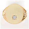 Image 1 : Men's 14K Gold 0.17 ctw Diamond Engraveable Firefighter Textured Oval Signet Rin