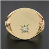 Image 2 : Men's 14K Gold 0.17 ctw Diamond Engraveable Firefighter Textured Oval Signet Rin
