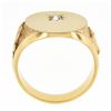 Image 8 : Men's 14K Gold 0.17 ctw Diamond Engraveable Firefighter Textured Oval Signet Rin
