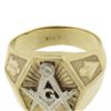 Image 9 : Men's Vintage Solid 10K Yellow & White Gold Detailed Masonic Wide Band Ring