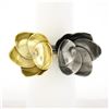Image 1 : Large 18k Yellow Gold Silver Diamond Handmade Twin Layered Flowers Cocktail Ring