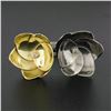 Image 2 : Large 18k Yellow Gold Silver Diamond Handmade Twin Layered Flowers Cocktail Ring