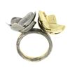 Image 8 : Large 18k Yellow Gold Silver Diamond Handmade Twin Layered Flowers Cocktail Ring