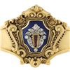 Image 2 : Antique Victorian 18K Gold Diamond & Ruby Enamel Repousse Work Bangle Bracelet