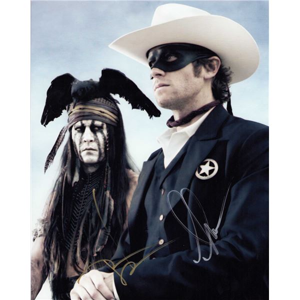 Johnny Depp/Armie Hammer signed photo Lone Ranger