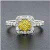 Image 4 : Platinum 1.74 ctw GIA Yellow Sapphire Solitaire w/ Diamond Accents Engagement Ri