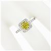 Image 5 : Platinum 1.74 ctw GIA Yellow Sapphire Solitaire w/ Diamond Accents Engagement Ri