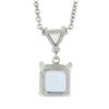 Image 5 : New 14k Gold 1.86 ctw Square Step Aquamarine & Diamonds Pendant & Adjustable Cha