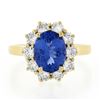Image 4 : NEW 14k Yellow Gold 2.86 ctw Oval Violet Blue Tanzanite Round Diamond Halo Ring