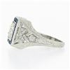 Image 6 : Antique Art Deco Platinum 1.42 ctw European Diamond & Sapphire Engagement Ring