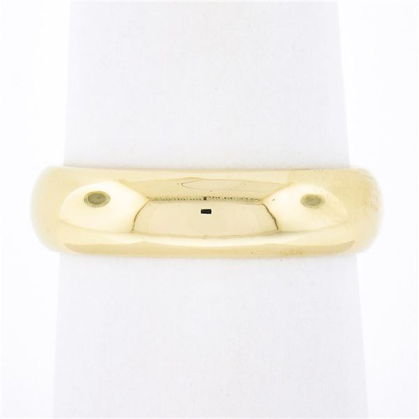 Unisex Classy 14K Yellow Gold 5mm Plain Domed Polished Stack Wedding Band Ring