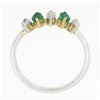 Image 8 : NEW 18K TT Gold 0.66 ctw Marquise Prong Diamond & Emerald Five 5 Stone Band Ring
