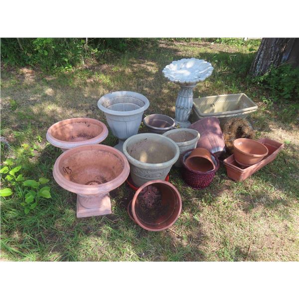 Plastic Planters, Bird Bath 