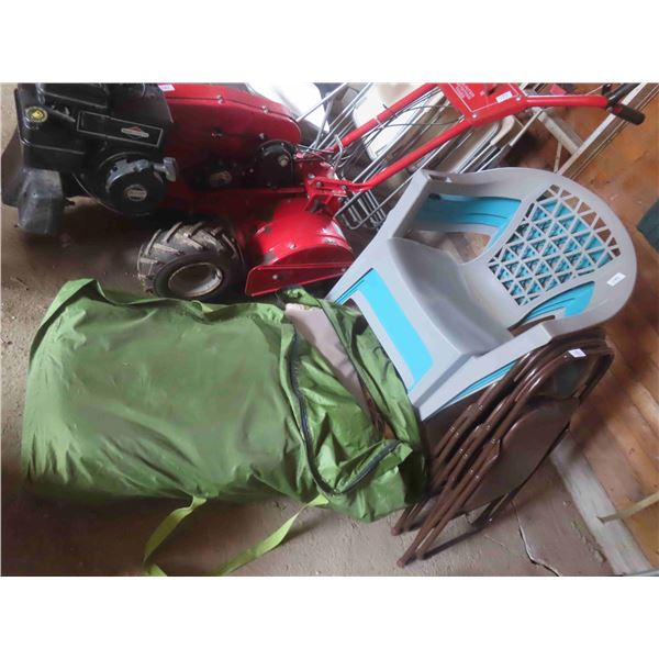 3 Folding Chairs, 4 Patio Chairs, Lounge 