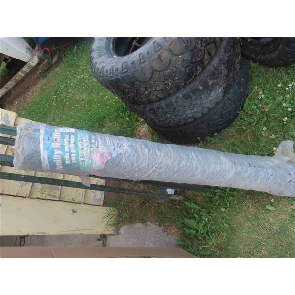 Full Roll of Chicken Wire 48'' x 150ft with 6 T Posts 