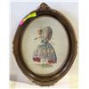 Image 1 : WOOD OVAL FRAMED NEEDLEPOINT OF GIRL