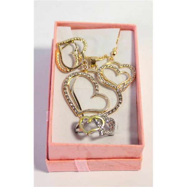 CRYSTAL QUARTZ HEART NECKLACE EARRINGS