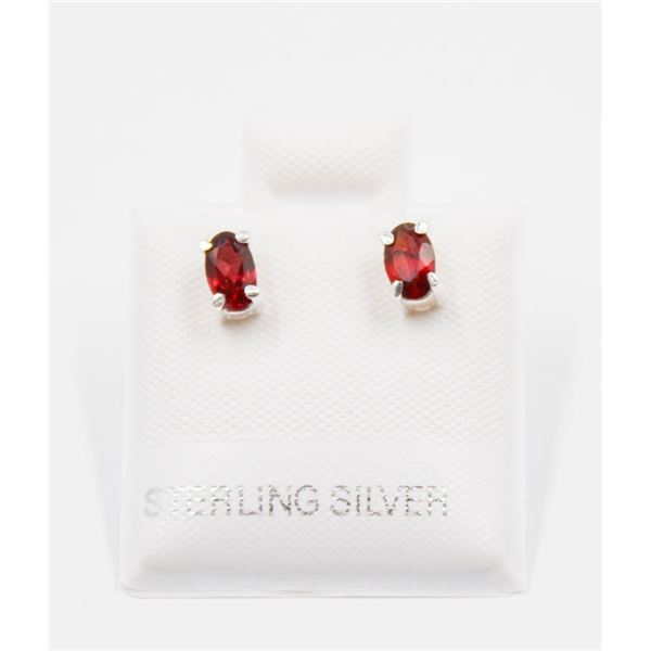 #42-NATURAL MOZABIQUE GARNET STUD EARRINGS
