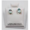Image 1 : #30-NATURAL SKY TOPAZ STUD EARRINGS