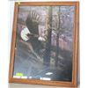 Image 1 : LARGE OAK EAGLE FRAMED ART. SIGNED R W HEDGE 25X31