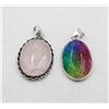 Image 1 : #106-NATURAL RAINBOW SOLAR QZ & ROSE QZ PENDANT
